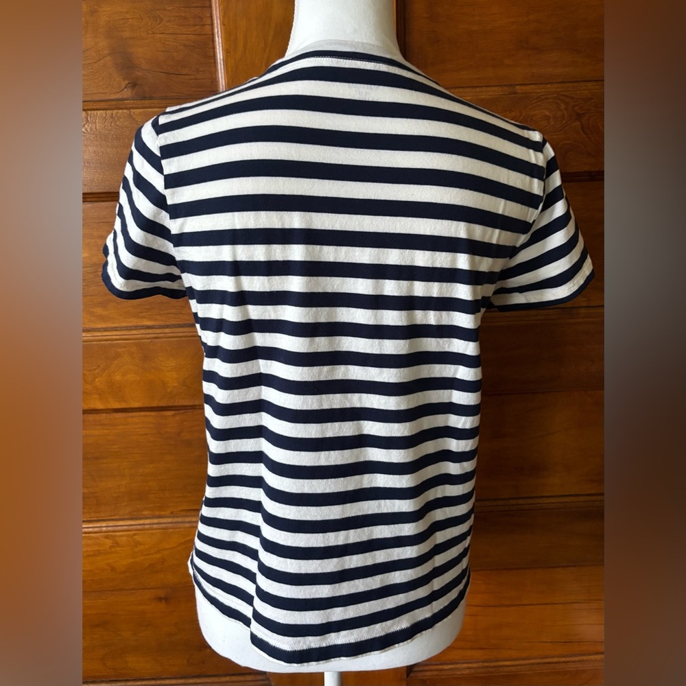 Madewell Navy and White Striped Tee with Lavender - Picture 4 of 7